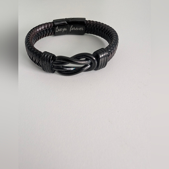 Black Braided Bracelet with Infinity Knot